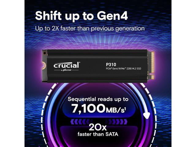 Crucial - P310 4TB Internal SSD PCIe Gen 4 x4 NVMe M.2 with Heatsink for PS5 - image 3