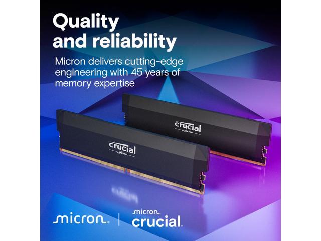 Crucial - Pro OC Gaming 64GB (2x32GB) DDR5 6000MHz C40 UDIMM Intel XMP 3.0 & AMD EXPO Desktop Memory - Black - image 6