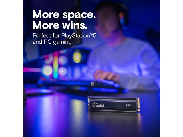 Crucial P510 2TB Gen5 NVMe SSD with Heatsink, Up to 11,000 MB/s, PCIe 5.0 M.2 2280 SSD, Internal Solid State Drive, Compatible with PS5 CT1000P510SSD5