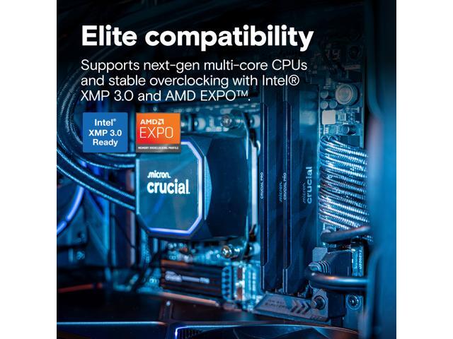 Crucial - Pro Overclocking 32GB (2x16GB) DDR5 6400MHz C32 UDIMM Desktop Memory - Black - image 5