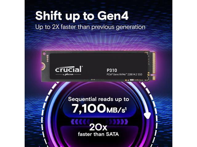 Crucial P310 2TB 2280 PCIe Gen4 3D NAND NVMe M.2 SSD - Up to 7,100 MB/s - Shift up to Gen4, with Acronis Offer, Internal Solid State Drive (PC)