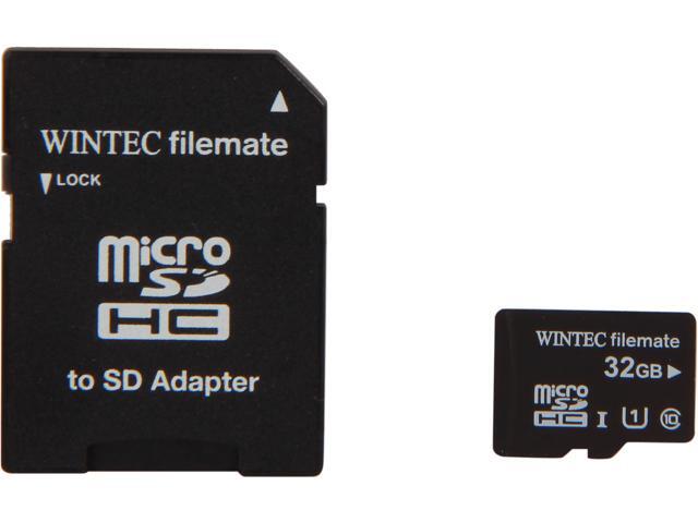 Wintec Filemate Professional Plus 32GB microSDHC Flash Card with Adapter Model 3FMUSD32GU1PI-R