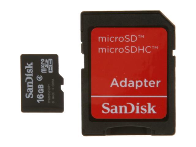 SanDisk 16GB microSDHC Flash Card w/ Adapter Model SDSDQM-016G-B35A