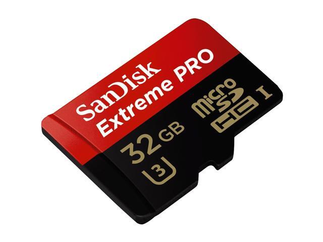 SanDisk 32GB Extreme PRO microSDHC UHS-I/U3 Class 10 Memory Card with Adapter, Speed Up to 95MB/s (SDSDQXP-032G-G46A)
