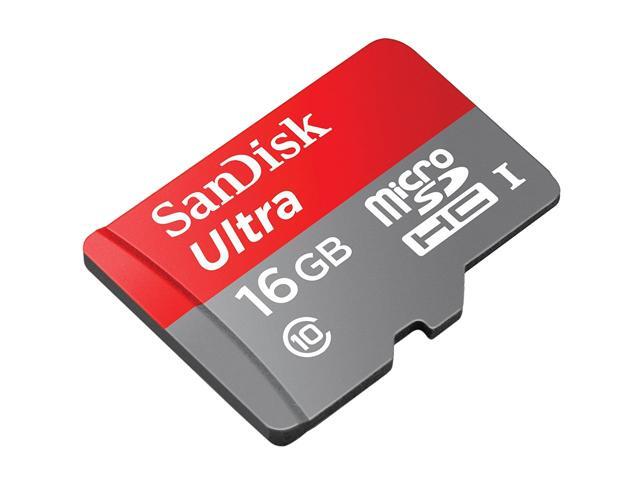 SanDisk 16GB Ultra microSDHC UHS-I/Class 10 Memory Card with Adapter, Speed Up to 80MB/s (SDSQUNC-016G-GN6MA)