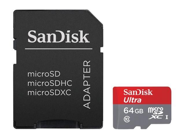 SanDisk 64GB Ultra microSDXC UHS-I / Class 10 Memory Card with Adapter, Speed Up to 80MB/s (SDSQUNC-064G-GN6MA)