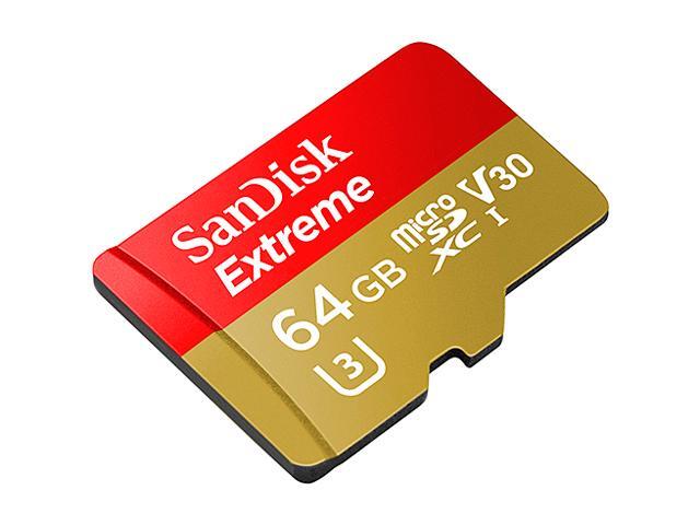 SanDisk 64GB Extreme microSDXC UHS-I/U3 Class 10 Memory Card with Adapter, Speed Up to 90MB/s (SDSQXVF-064G-GN6MA)