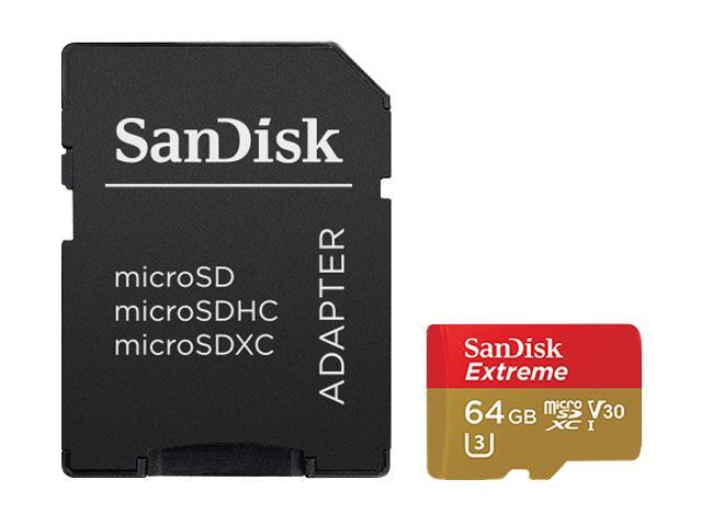 SanDisk 64GB Extreme microSDXC UHS-I/U3 Class 10 Memory Card with Adapter, Speed Up to 90MB/s (SDSQXVF-064G-GN6MA)