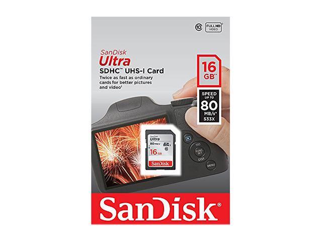 SanDisk 16GB Ultra SDHC UHS-I/Class 10 Memory Card, Speed Up to 80MB/s (SDSDUNC-016G-GN6IN)