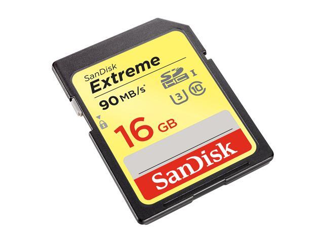 SanDisk 16GB Extreme SDHC UHS-I/U3 Class 10 Memory Card, Speed Up to 90MB/s (SDSDXNE-016G-GNCIN)