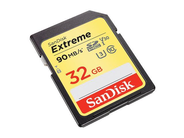 SanDisk 32GB Extreme SDHC UHS-I/U3 Class 10 Memory Card, Speed Up to 90MB/s (SDSDXVE-032G-GNCIN)