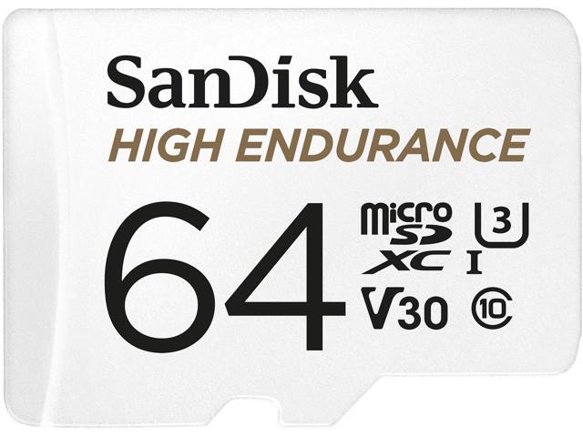 SanDisk 64GB High Endurance microSDHC C10, U3, V30, 4k UHD Memory Card with Adapter (SDSQQNR-064G-GN6IA)