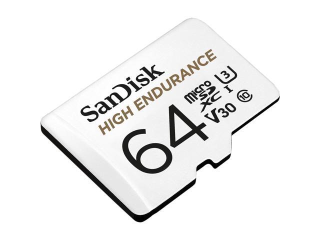 SanDisk 64GB High Endurance microSDHC C10, U3, V30, 4k UHD Memory Card with Adapter (SDSQQNR-064G-GN6IA)