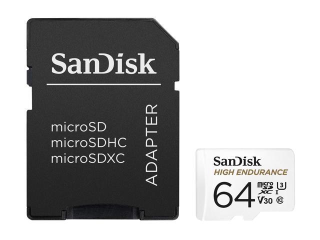 SanDisk 64GB High Endurance microSDHC C10, U3, V30, 4k UHD Memory Card with Adapter (SDSQQNR-064G-GN6IA)