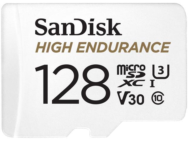 SanDisk 128GB High Endurance microSDXC C10, U3, V30, 4k UHD Memory Card with Adapter (SDSQQNR-128G-GN6IA)