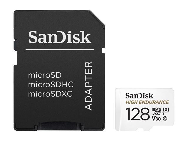SanDisk 128GB High Endurance microSDXC C10, U3, V30, 4k UHD Memory Card with Adapter (SDSQQNR-128G-GN6IA)