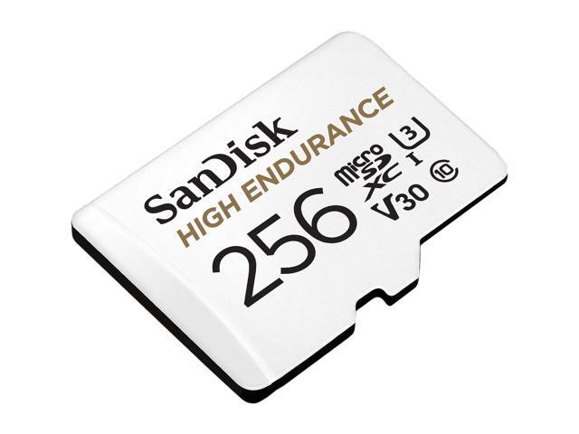 SanDisk 256GB High Endurance microSDXC C10, U3, V30, 4k UHD Memory Card with Adapter (SDSQQNR-256G-GN6IA)