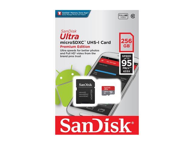 SanDisk 256GB Ultra microSDXC UHS-I/Class 10 Memory Card with Adapter, Speed Up to 95MB/s (SDSQUNI-256G-GN6MA)