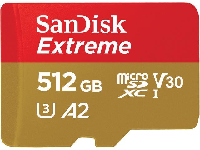 SanDisk 512GB Extreme microSDXC UHS-I/U3 A2 Memory Card with Adapter, Speed Up to 160MB/s (SDSQXA1-512G-GN6MA)