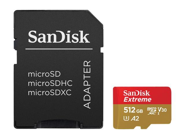 SanDisk 512GB Extreme microSDXC UHS-I/U3 A2 Memory Card with Adapter, Speed Up to 160MB/s (SDSQXA1-512G-GN6MA)