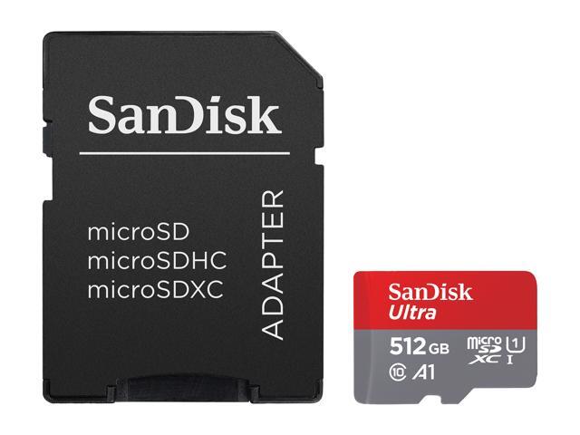 SanDisk 512GB Ultra microSDXC A1 UHS-I/U1 Class 10 Memory Card with Adapter, Speed Up to 100MB/s (SDSQUAR-512G-GN6MA)