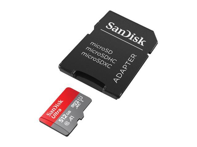 SanDisk 512GB Ultra microSDXC A1 UHS-I/U1 Class 10 Memory Card with Adapter, Speed Up to 100MB/s (SDSQUAR-512G-GN6MA)