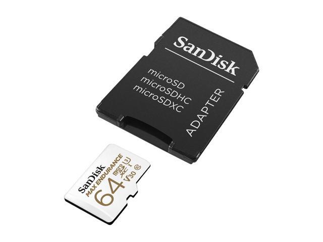 SanDisk 64GB MAX ENDURANCE microSDXC, U3, V30, Memory Card with Adapter for Home Security Cameras and Dash Cams, Speed up to 100MB/s...
