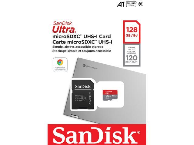 SanDisk 128GB Ultra microSDXC A1 UHS-I/U1 Class 10 Memory Card for Chromebook, Speed Up to 120MB/s (SDSQUA4-128G-GN6FA)