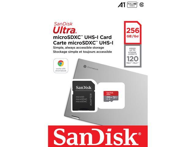 SanDisk 256GB Ultra microSDXC A1 UHS-I/U1 Class 10 Memory Card for Chromebook, Speed Up to 120MB/s (SDSQUA4-256G-GN6FA)