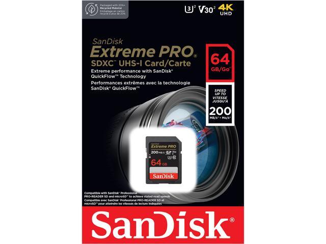 SanDisk 64GB Extreme Pro SDXC UHS-I/U3 V30 Class 10 Memory Card, Speed Up to 200MB/s (SDSDXXU-064G-GN4IN)