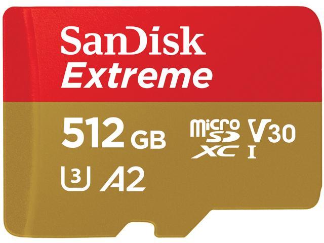 SanDisk 512GB Extreme microSDXC UHS-I/U3 A2 Micro SD Card with Adapter, Speed Up to 190MB/s (SDSQXAV-512G-GN6MA)