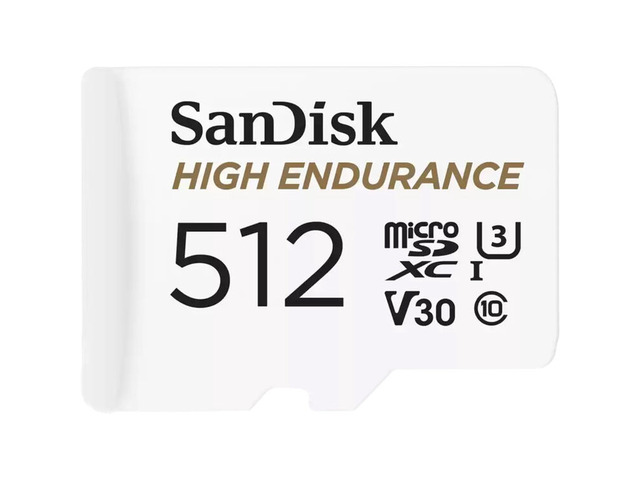 SANDISK 512GB High Endurance Video microSDXC Card with Adapter for Dash Cam and Home Monitoring Systems - C10, U3, V30, 4K UHD, Micro SD Card -...