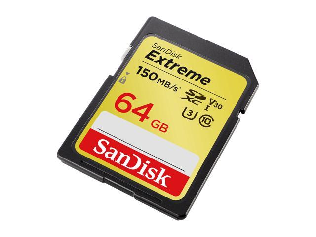 SanDisk 64GB Extreme SDXC UHS-I/U3 Class 10 V30 Memory Card, Speed Up to 150MB/s (SDSDXV6-064G-GNCIN)