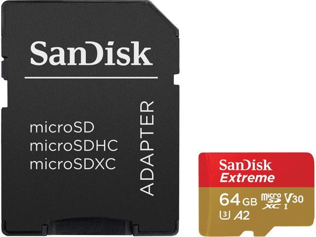 SanDisk 64GB Extreme microSDXC UHS-I/U3 A2 Memory Card with Adapter, Speed Up to 160MB/s (SDSQXA2-064G-GN6MA)