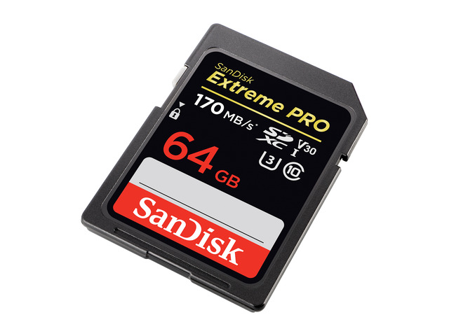SanDisk 64GB Extreme Pro SDXC UHS-I/U3 V30 Class 10 Memory Card, Speed Up to 170MB/s (SDSDXXY-064G-GN4IN)