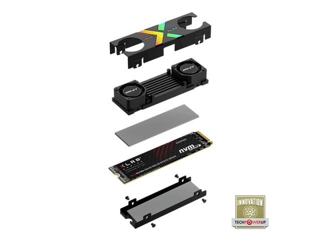 PNY CS3150 XLR8 Gaming Epic-X RGB 1TB PCIe Gen5 x4 NVMe M.2 SSD with RGB Dual Fan Heatsink [DRAM Cache] up to 11500 MB/s Read - M280CS3150XHS-1TB-RB