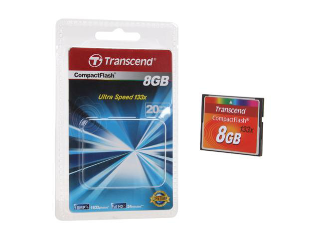 Transcend 8GB Compact Flash (CF) Flash Card Model TS8GCF133