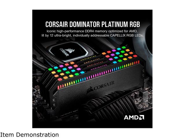CORSAIR DOMINATOR PLATINUM RGB (AMD Ryzen Ready) 16GB (2 x 8GB) DDR4 3200 (PC4 25600) AMD Optimized Desktop Memory Model CMT16GX4M2Z3200C16