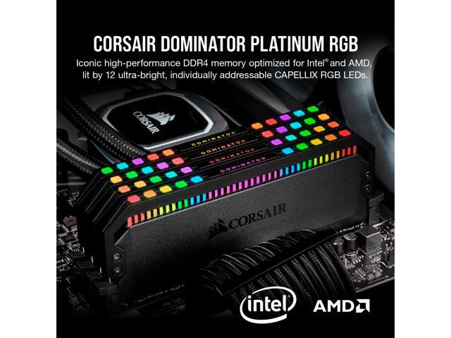 CORSAIR Dominator Platinum RGB 16GB (2 x 8GB) 288-Pin PC RAM DDR4 3200 (PC4 25600) Desktop Memory Model CMT16GX4M2E3200C16