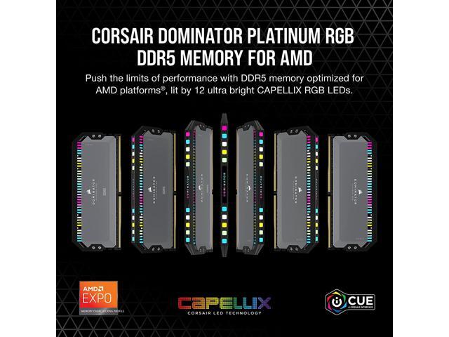 CORSAIR Dominator Platinum RGB 64GB (2 x 32GB) DDR5 6000 (PC5 48000) Desktop Memory Model CMT64GX5M2B6000Z30