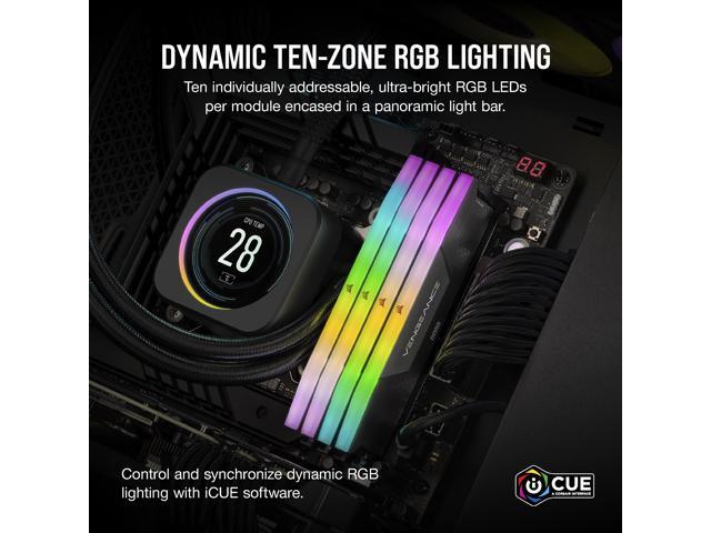 CORSAIR Vengeance RGB 128GB (4 x 32GB) 288-Pin PC RAM DDR5 5600 (PC5 44800) Desktop Memory Model CMH128GX5M4B5600C40