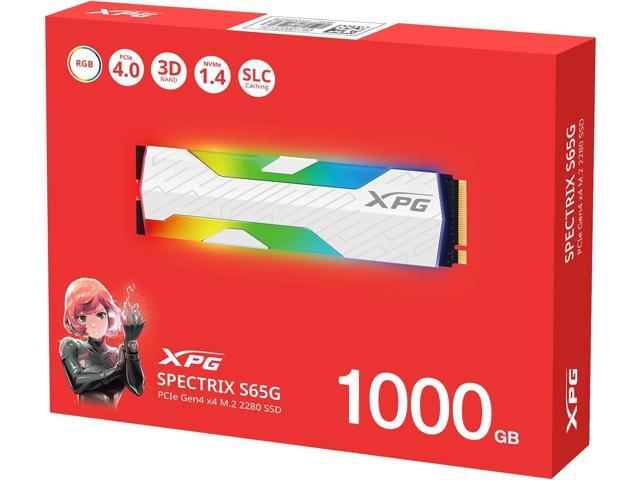 XPG SPECTRIX S65G 1TB Gen4 NVMe SSD with RGB Heatsink Up to 6,000 MB/s, PCIe 4 x4 M.2 2280 SSD, Solid State Drive, Work with PS5... Storage