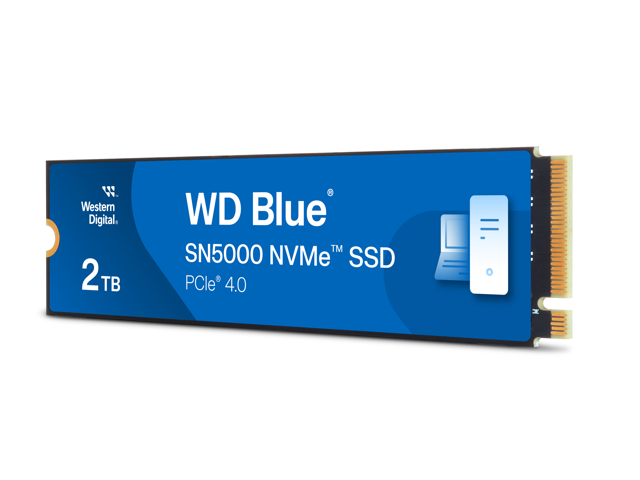 Western Digital 2TB WD Blue SN5000 NVMe Internal Solid State Drive SSD - PCIe Gen 4.0, M.2 2280, Up to 5,150 MB/s - WDS200T4B0E
