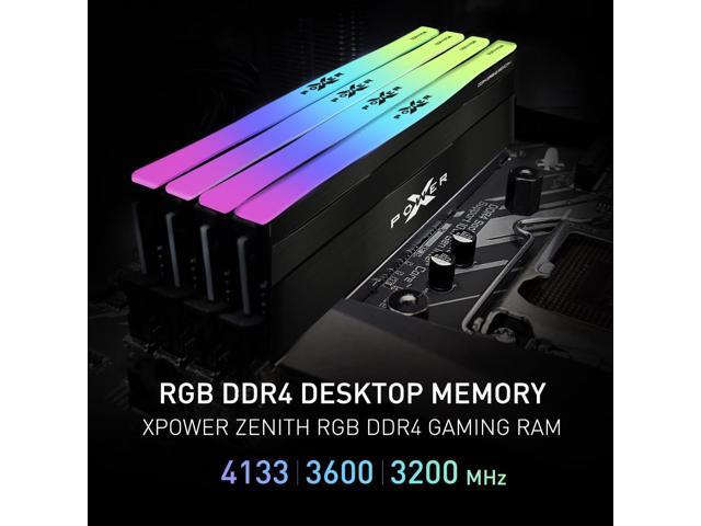 Silicon Power Gaming DDR4 16GB Kit (2 x 8GB) Zenith RGB RAM Gaming 3600MHz (PC4 28800) C18 Desktop Memory Module Ram with Heatsink...
