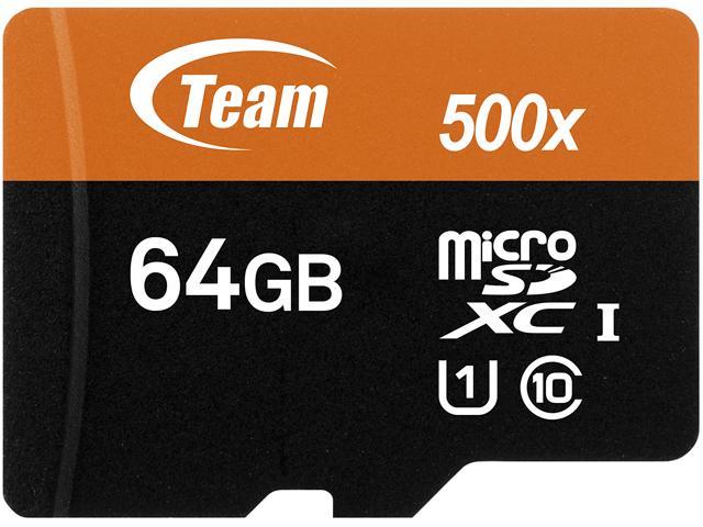 Team 64GB microSDXC UHS-I/U1 Class 10 Memory Card with Adapter