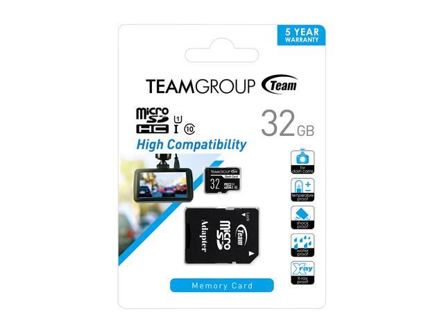 Team 32GB Dash Card microSDHC UHS-I/U1 Class 10 Memory Card with Adapter, Compatible for cams, Speed Up to 80MB/s (TDUSDH32GUHS03)