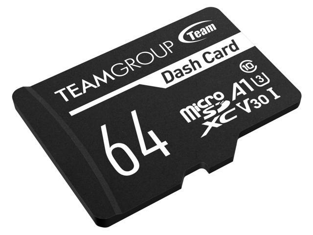 Team 64GB Dash Card microSDXC UHS-I/U3 Class 10 A1 V30 Memory Card with Adapter, Compatible for cams, Speed Up to 100MB/s (TDUSDX64GUHS03)