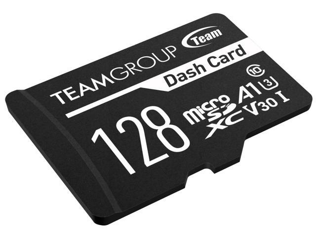 Team 128GB Dash Card microSDXC UHS-I/U3 Class 10 A1 V30 Memory Card with Adapter, Compatible for cams, Speed Up to 100MB/s (TDUSDX128GUHS03)