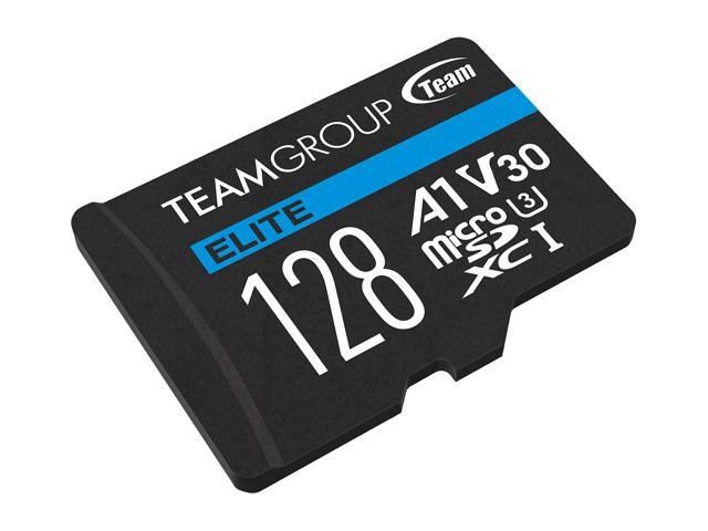 Team Group 128GB Elite microSDXC UHS-I U3, V30, A1, 4K UHD Micro SD Card with SD Adapter, Speed Up to 100MB/s (TEAUSDX128GIV30A103)