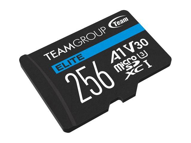 Team Group 256GB Elite microSDXC UHS-I U3, V30, A1, 4K UHD Micro SD Card with SD Adapter, Speed Up to 100MB/s (TEAUSDX256GIV30A103)